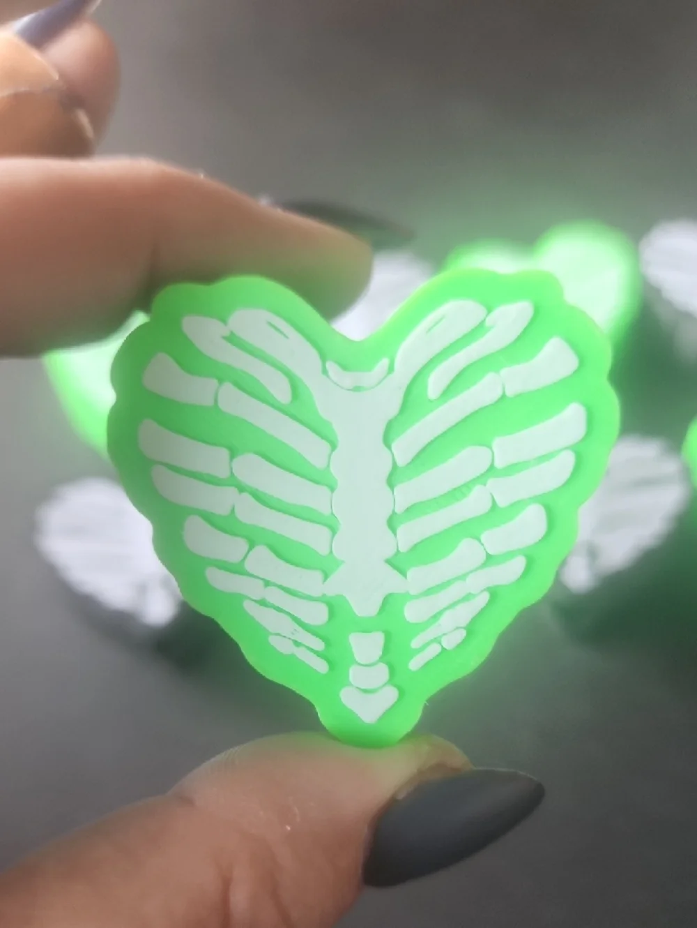 Lime Green & Black 3D PRINTED Heart-Shaped straw toppers